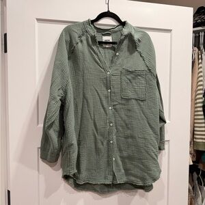 Aerie Casual Sage Button-Down Shirt